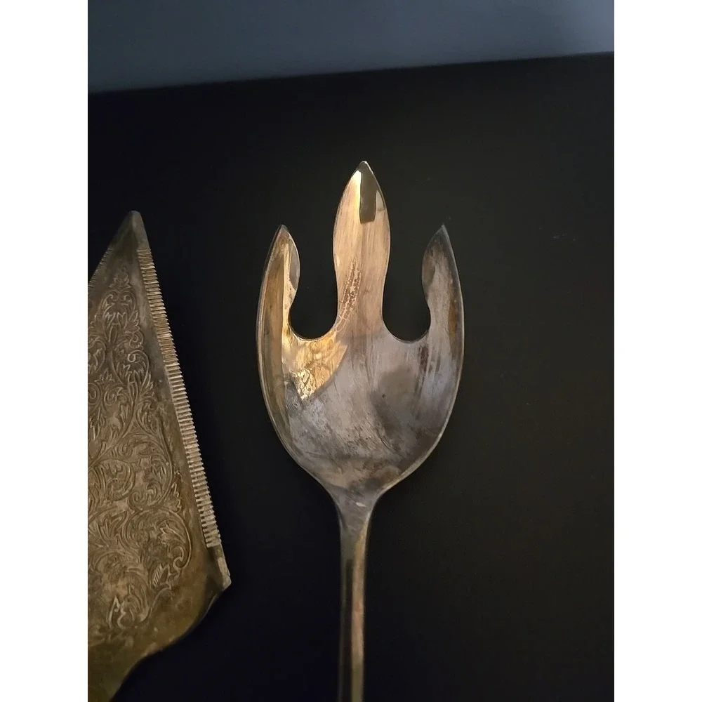 Unknown‎ Maker Lot Of 5 Serving Utensils Silver Plated